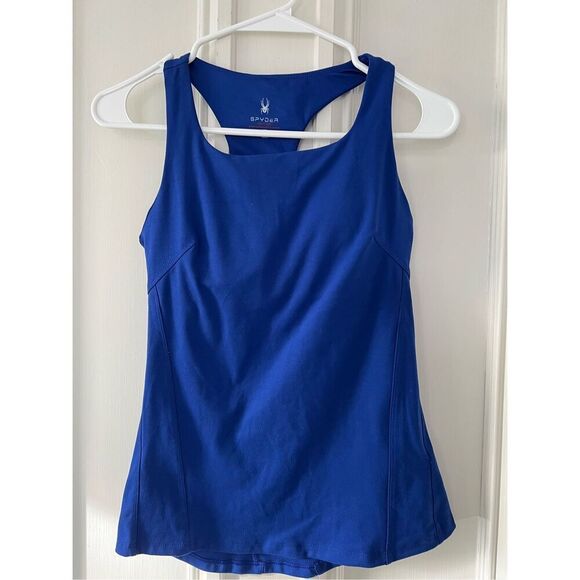 Spyder bright blue athletic racerback tank with built in bra XS - Picture 1 of 4